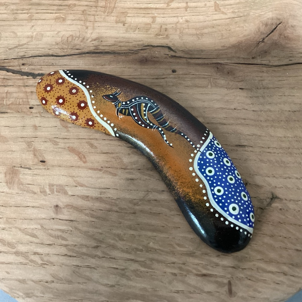 🔵 Australian Made - Hand Painted - Hardwood Boomerang - Aboriginal Artwork